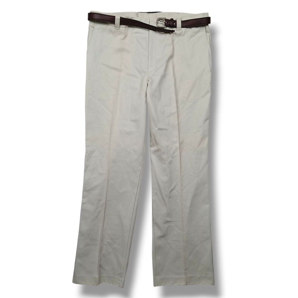 Preferred Vintage Dress Pants 38x30 Cream w/ Belt 100% Cotton Trousers NWT